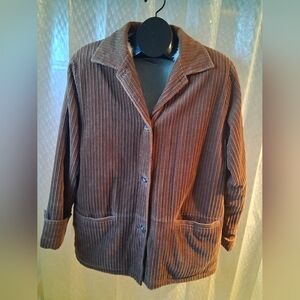 Blair Vintage Corduroy Brown Chore Barn Coat Sherpa Lined White Furry Jacket L